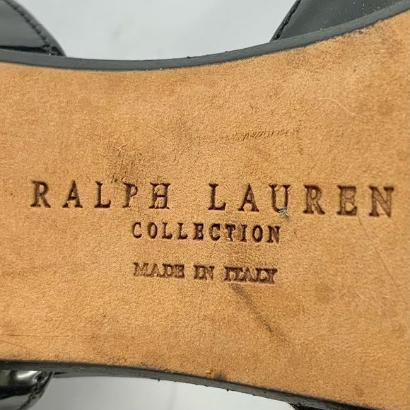 Ralph Lauren Purple Label Women’s Sz 9B Black Patent Leather Peep Toe Heels - Picture 8 of 16